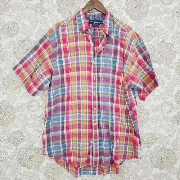 VTG Ralph Lauren Blake Button down Men's Shirt XL Short sleeve 2225C - Picture 1 of 6